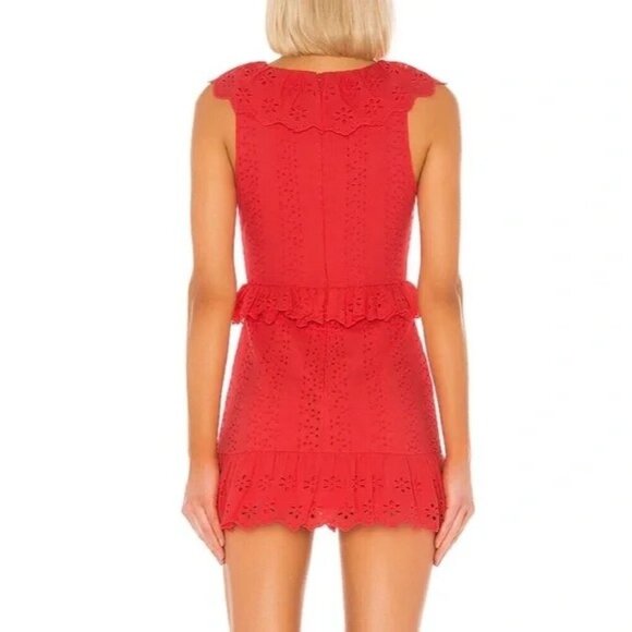 Tularosa Cutout Tanya Mini Dress Red Berry Color Eyelet Women's Size XS - Picture 2 of 12